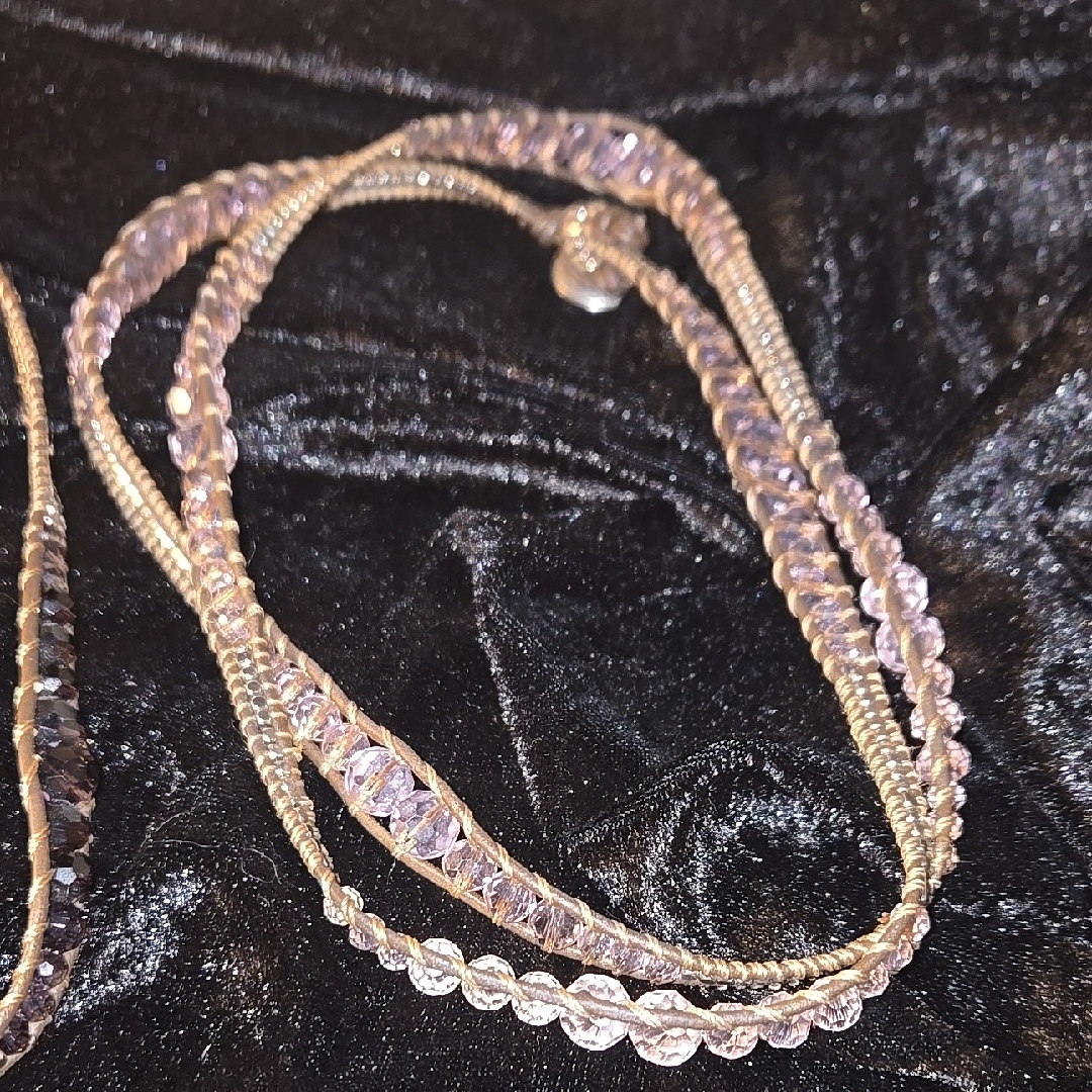 Elegant Silver And Purple Beaded Necklace